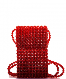 Designer Beaded Crossbody Cellphone Purse Bag HBG103283 RED
